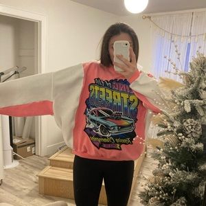 Race-car sweatshirt Upcycled patchwork rework hoodie defective garments